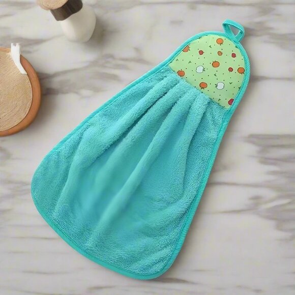 Sally Ann Apple Topper Teal Green Hanging Loop Fingertip Towel Gift Packaged - Picture 9 of 9